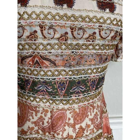 Beulah Mini Dress Striped Paisley Patchwork Small - Picture 5 of 13